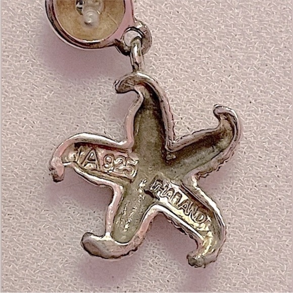 Mini Starfish Sterling Silver Dangle Earrings - Picture 5 of 6